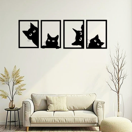 Whisker Mood – Minimal Cat Wall Art (4 Panel Set)